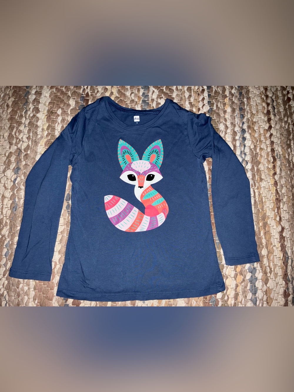 Tea Collection Navy Long-Sleeve Tee with Colorful Fox Graphic